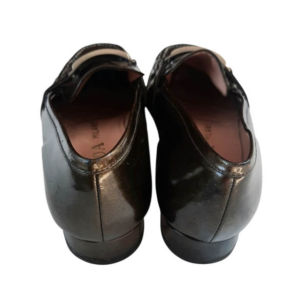 Vintage Y2K PRADA Patent Leather Square Toe Classic Loafers Sz 9.5/40 Dk Olive - Picture 6 of 10